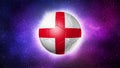 Soccer football ball with England flag. Space background. Illustration