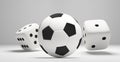 soccer football ball and rolling dices white 3d rendering isolated Royalty Free Stock Photo