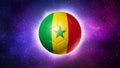 Soccer football ball with Senegal flag. Space background. Illustration