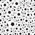 Soccer and football balls seamless black and white pattern Royalty Free Stock Photo