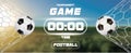 Soccer or Football Banner With 3d Ball and scoreboard or timer on green field background. Soccer game match goal moment Royalty Free Stock Photo