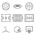 Soccer football and basket ball line Illustration set