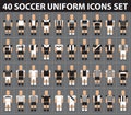 40 soccer football black uniform icon set