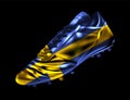 Soccer football boot with the flag of Sweden printed on it Royalty Free Stock Photo