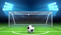 Soccer football championship vector background with sports ball and goals. Penalty kick concept Royalty Free Stock Photo