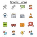 Soccer, Football color line icon set