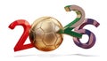 2026 soccer football colored as red Canada green Mexico and blue America 3d-illustration