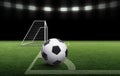 soccer Football on Corner kick line of ball and a soccer field , football field , background texture Royalty Free Stock Photo