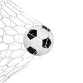 Soccer or Football 3d Ball isolated on white background. Football game match goal moment with realistic ball in the net Royalty Free Stock Photo