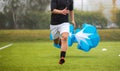 Soccer Football Endurance Training. Speed or Sprint Testing with Parachute. Professional Soccer Strength Test