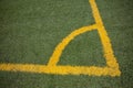 Soccer (football) field corner with yellow lines