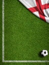 Soccer or football field with flag of England Royalty Free Stock Photo