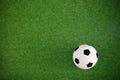 Soccer football field grass ball background. Flat lay. Top view Royalty Free Stock Photo