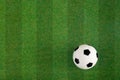 Soccer football field grass ball background. Flat lay. Top view Royalty Free Stock Photo