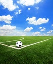 Soccer football field stadium grass line ball background Royalty Free Stock Photo