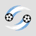 Soccer or football with fire tail in Argentina flag. Royalty Free Stock Photo