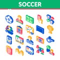 Soccer Football Game Isometric Icons Set Vector