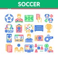 Soccer Football Game Collection Icons Set Vector