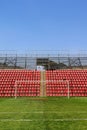 Soccer football goals in an empty stadium Royalty Free Stock Photo