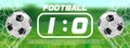 Soccer or Football Green Banner With 3d Ball and Scoreboard on white background. Soccer game match goal moment with ball Royalty Free Stock Photo