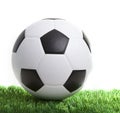 Soccer football on green grass Royalty Free Stock Photo