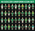 40 soccer football green uniform icon set