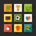 Soccer (football) icon set in flat design style Royalty Free Stock Photo