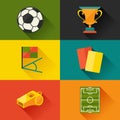 Soccer (football) icon set in flat design style Royalty Free Stock Photo