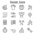 Soccer, Football icon set in thin line style Royalty Free Stock Photo