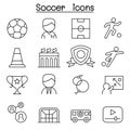 Soccer, Football icon set in thin line style Royalty Free Stock Photo