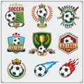 Soccer Football labels, emblems and design elements.
