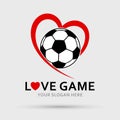 Soccer Football Logo. Love game. Heart and Ball. Vector illustration Royalty Free Stock Photo