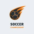 Soccer Football Logo Template. Modern Sport Ball Emblem with Swoosh Effect on a Light Background Royalty Free Stock Photo