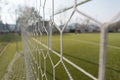 Nets of Football Goal With Field Green Grass Royalty Free Stock Photo