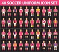 40 soccer football pink uniform icon set