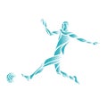Soccer or football player kicks the ball, sportsman silhouette Royalty Free Stock Photo