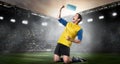 Soccer or football player in mask Royalty Free Stock Photo