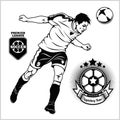 Soccer football player running and kicking a ball - sports illustration