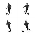 Soccer football player silhouette vector background set. Royalty Free Stock Photo