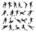 Soccer football player silhouettes Royalty Free Stock Photo