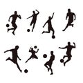 Soccer football player silhouettes, Set of football players Royalty Free Stock Photo