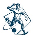 Soccer or football player, stylized illustration