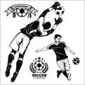 Soccer football players running and kicking a ball - sports illustration