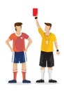 Soccer football referees give out a red card on white background Royalty Free Stock Photo