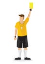 Soccer football referees give out a yellow card on white background Royalty Free Stock Photo