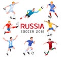 Soccer football 2018 Russia. Group of soccer player.