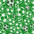 Soccer or football seamless backgrond, grunge style soccer balls seamless pattern Royalty Free Stock Photo