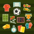 Soccer (football) sticker icon set in flat design Royalty Free Stock Photo