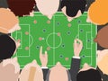 Soccer / Football Tactic Table. Coach With Team Players Top View. Heads Around Table. Tactical Scheme Of Game. Royalty Free Stock Photo