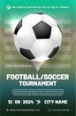 Soccer or football tournament poster template with ball and grungy texture background Royalty Free Stock Photo